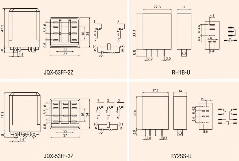 Реле общего назначения серии JQX-53FF/RH1B/RY2SS